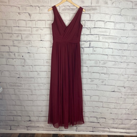 Dessy Collection burgundy #2894 chiffon formal dress - Picture 2 of 9